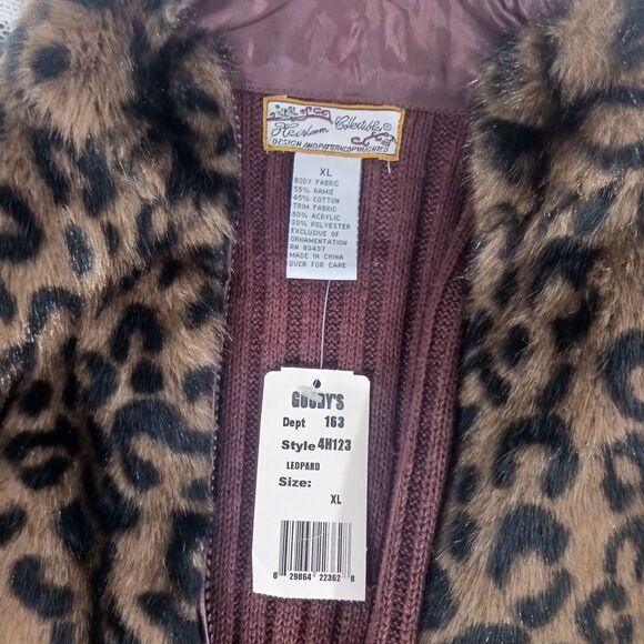 Vintage Deadstock Fuzzy Faux Fur Leopard Print Zip Up Vest - Picture 7 of 11
